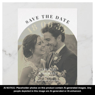 Tarjeta de anuncio de boda con foto de arco modern