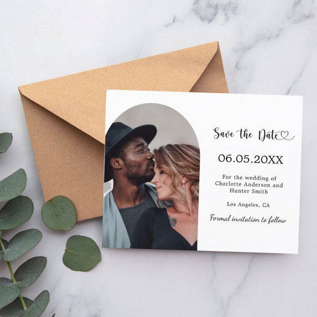 Tarjeta de anuncio de boda con foto de arco modern (Subido por el creador)