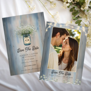 Tarjeta de anuncio de boda con foto de bebé respir