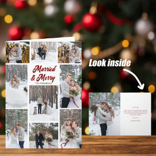 Tarjeta de anuncio de boda con foto de casados y a