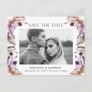 Tarjeta de anuncio de boda con foto de cristal en