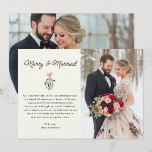 Tarjeta de Anuncio de Boda con Foto de Merry & Cas