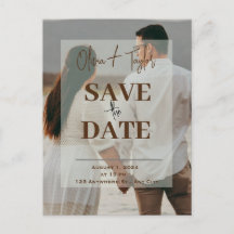 tarjeta de anuncio de boda con foto de pareja tran