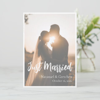 Tarjeta de Anuncio de Boda con Foto de Recién Casa