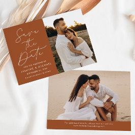 Tarjeta de anuncio de boda con foto de terracota c