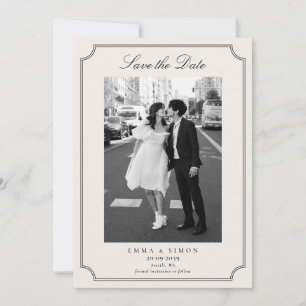 Tarjeta de anuncio de boda con foto en marco elega