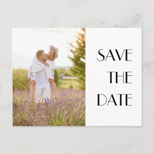 Tarjeta de anuncio de boda con foto estilo Deco mi (Anverso)