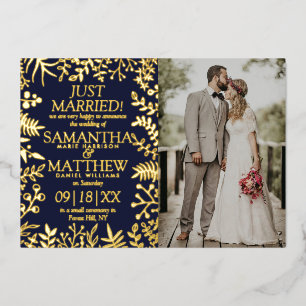Tarjeta de anuncio de boda con foto floral elegant