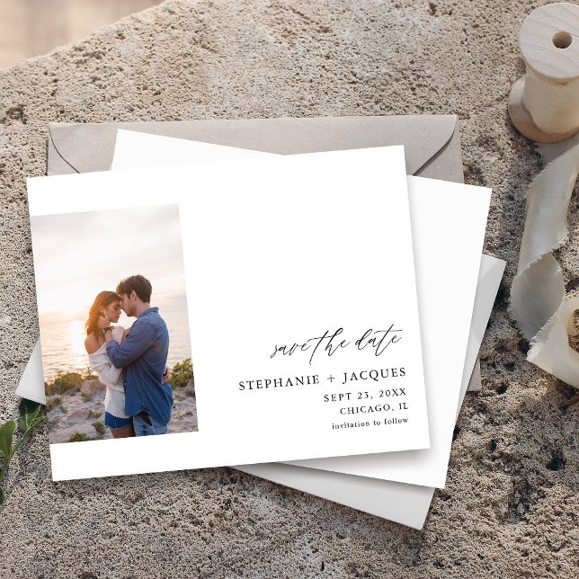 Tarjeta de Anuncio de Boda con Foto Moderna Latera (Subido por el creador)