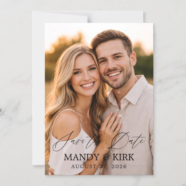 Tarjeta de anuncio de boda con foto personalizada (Anverso)
