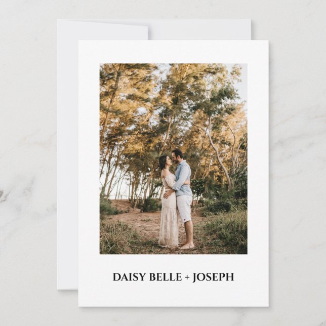 Tarjeta de Anuncio de Boda con Foto y Letra Modern (Anverso)