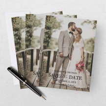 Tarjeta de Anuncio de Boda con Foto y Letra Modern