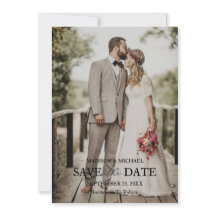 Tarjeta de Anuncio de Boda con Foto y Letra Modern