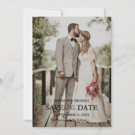 Tarjeta de Anuncio de Boda con Foto y Letra Modern