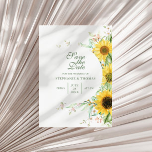 Tarjeta de Anuncio de Boda con Girasoles Rústicos