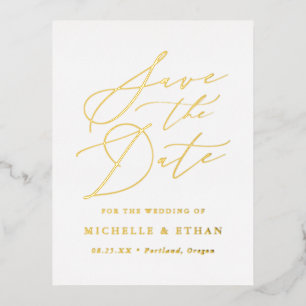 Tarjeta de Anuncio de Boda con Letra Caligráfica M