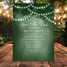 Tarjeta de Anuncio de Boda con Luces de Cadena de