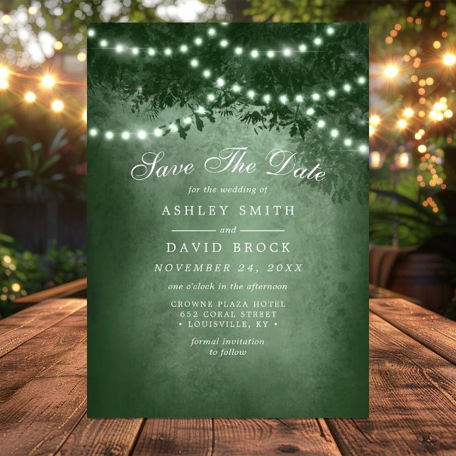 Tarjeta de Anuncio de Boda con Luces de Cadena de  (Subido por el creador)
