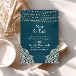 Tarjeta de Anuncio de Boda con Luces de Cuerda Rús