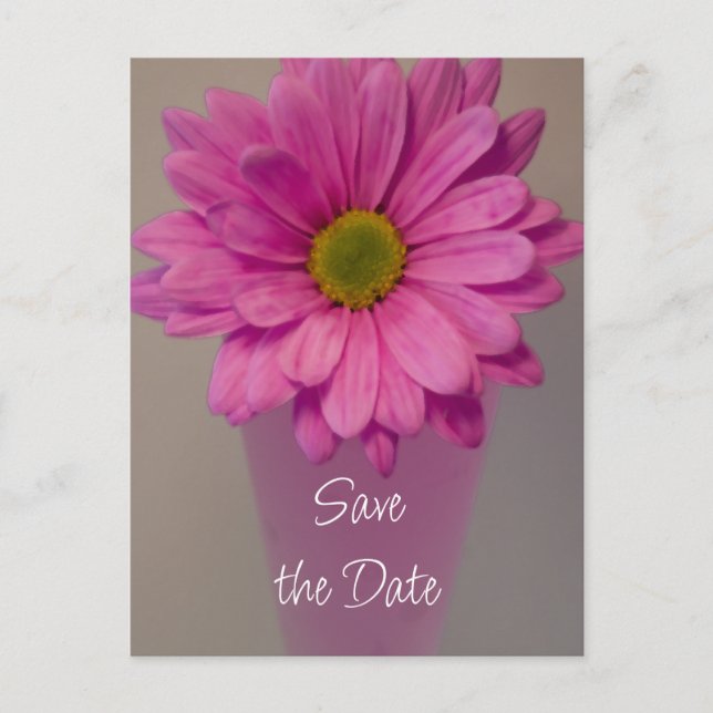 Tarjeta de Anuncio de Boda con Margarita Rosa en F (Anverso)