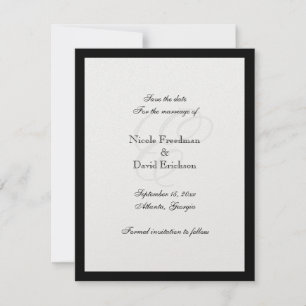 Tarjeta de anuncio de boda con monograma de borde