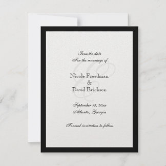 Tarjeta de anuncio de boda con monograma de borde 
