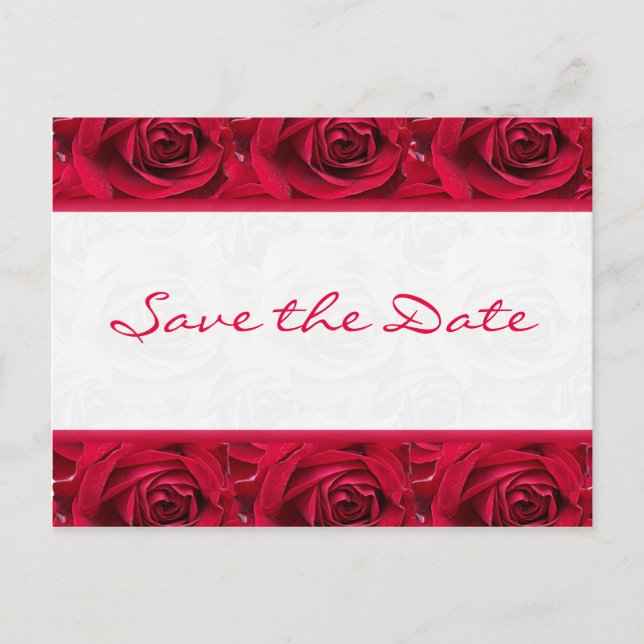 Tarjeta de Anuncio de Boda con Muchas Rosas Rojas (Anverso)