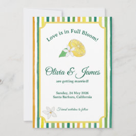 Tarjeta de anuncio de boda con tema de limón cítri