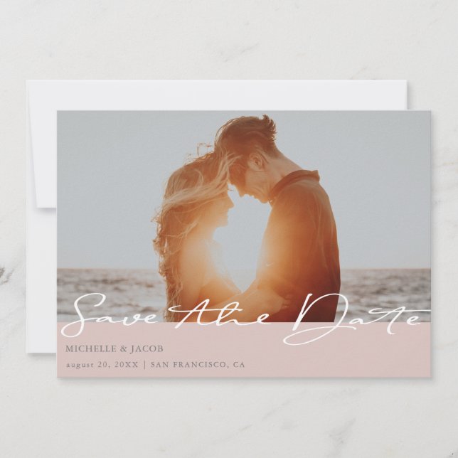Tarjeta de Anuncio de Boda con Tipografía Moderna  (Anverso)