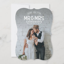 Tarjeta de anuncio de boda de agradecimiento con f