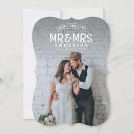 Tarjeta de anuncio de boda de agradecimiento con f