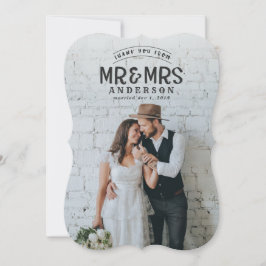 Tarjeta de anuncio de boda de agradecimiento con f
