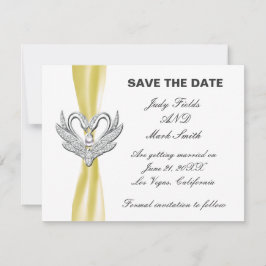 Tarjeta de Anuncio de Boda de Cisnes de Plata con