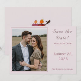 Tarjeta de anuncio de boda de dos corazones católi