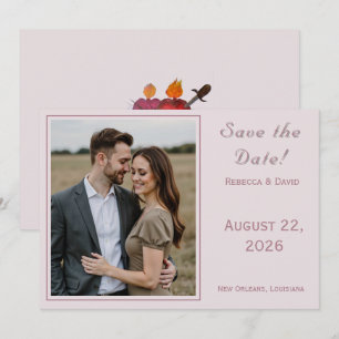 Tarjeta de anuncio de boda de dos corazones católi