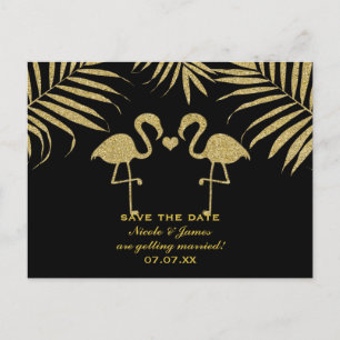 Tarjeta de anuncio de boda de dos flamencos enamor