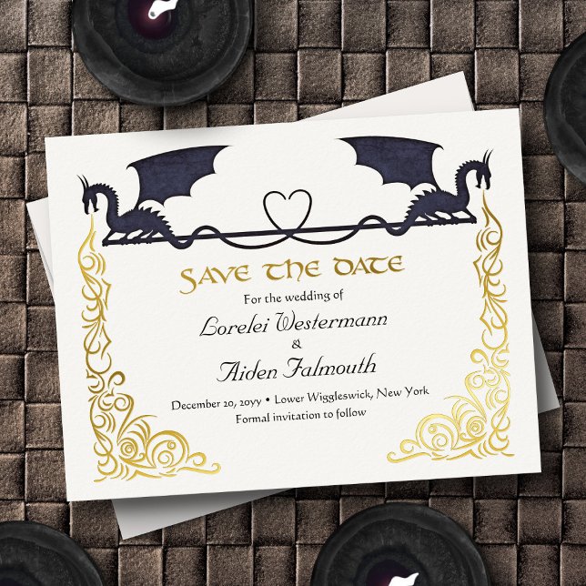 Tarjeta de anuncio de boda de dragón de fantasía (Subido por el creador)