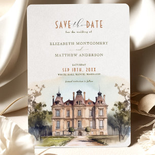 Tarjeta de anuncio de boda de estilo Manor inglés 