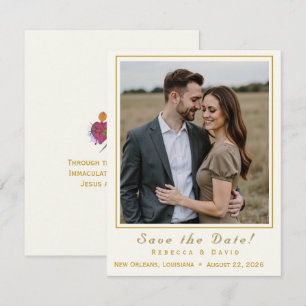 Tarjeta de anuncio de boda de estilo plano con Dos