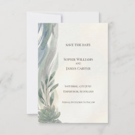 Tarjeta de Anuncio de Boda de Eucalipto Gris Azul