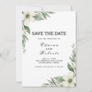 Tarjeta de Anuncio de Boda de Flor de Anémona Blan