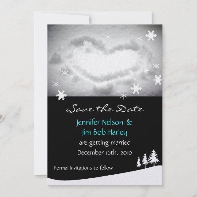 Tarjeta de Anuncio de Boda de Invierno (Anverso)