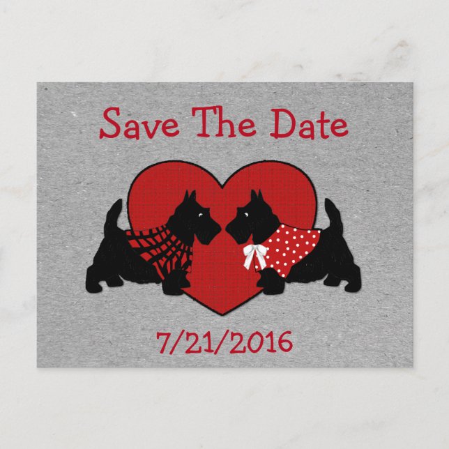 Tarjeta de Anuncio de Boda de Perros Scottie (Anverso)