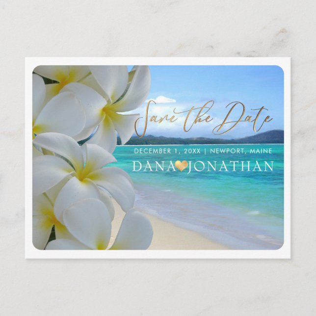 Tarjeta de Anuncio de Boda de PixDezines Plumeria+ (Anverso)