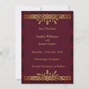 Tarjeta de anuncio de boda de Tartán Thistle Borgo