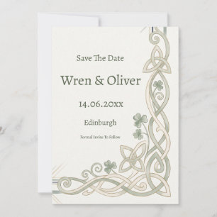 Tarjeta de anuncio de boda del Trébol y Cardo Esco