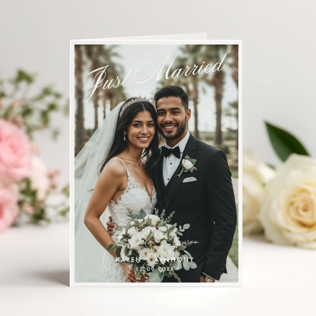 Tarjeta de Anuncio de Boda Doblada Recién Casados (Subido por el creador)