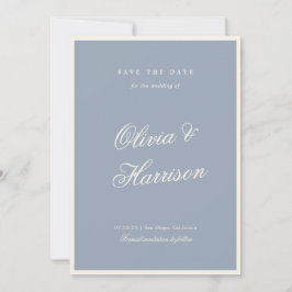 Tarjeta de Anuncio de Boda Elegante Algo Azul