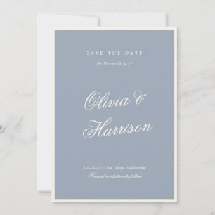 Tarjeta de Anuncio de Boda Elegante Algo Azul
