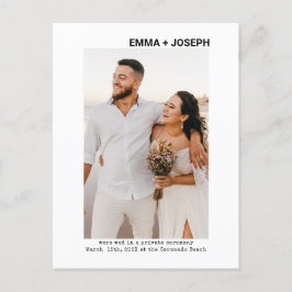 Tarjeta de anuncio de boda elopada con foto chic m